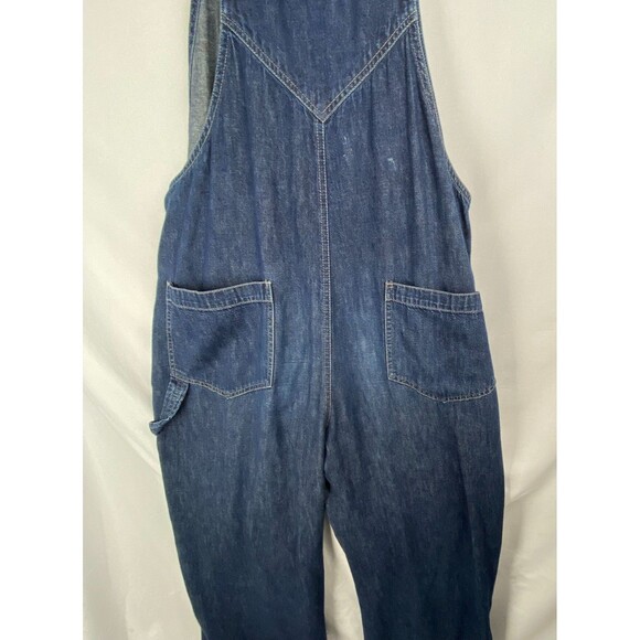 Vintage GAP Baggy Overalls Womens Medium Dark Blue Wash Denim Wide Leg Grunge - Picture 9 of 10
